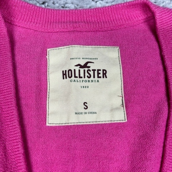 Hollister Cardigan Womens Small Sweater Pockets Button Up Pink Academia Classic - Picture 2 of 4